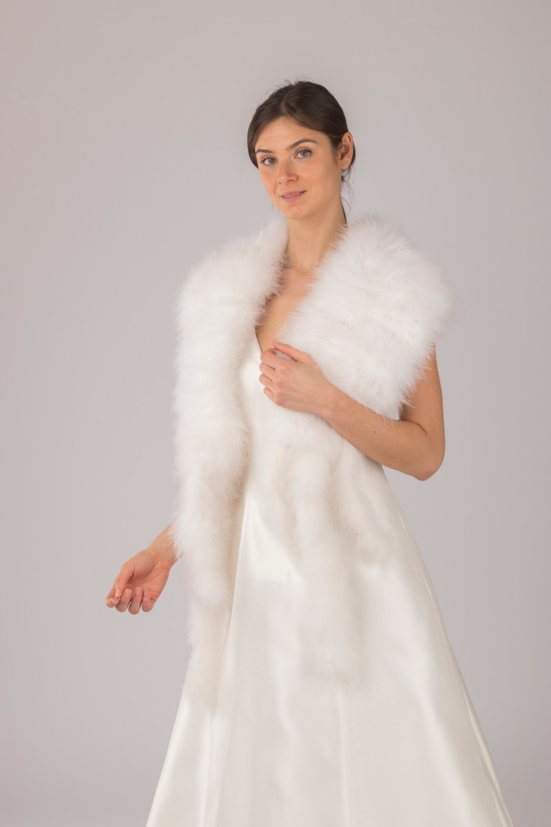 STOLA DOPPIA VOLPE IN MARABOUT M7E1106